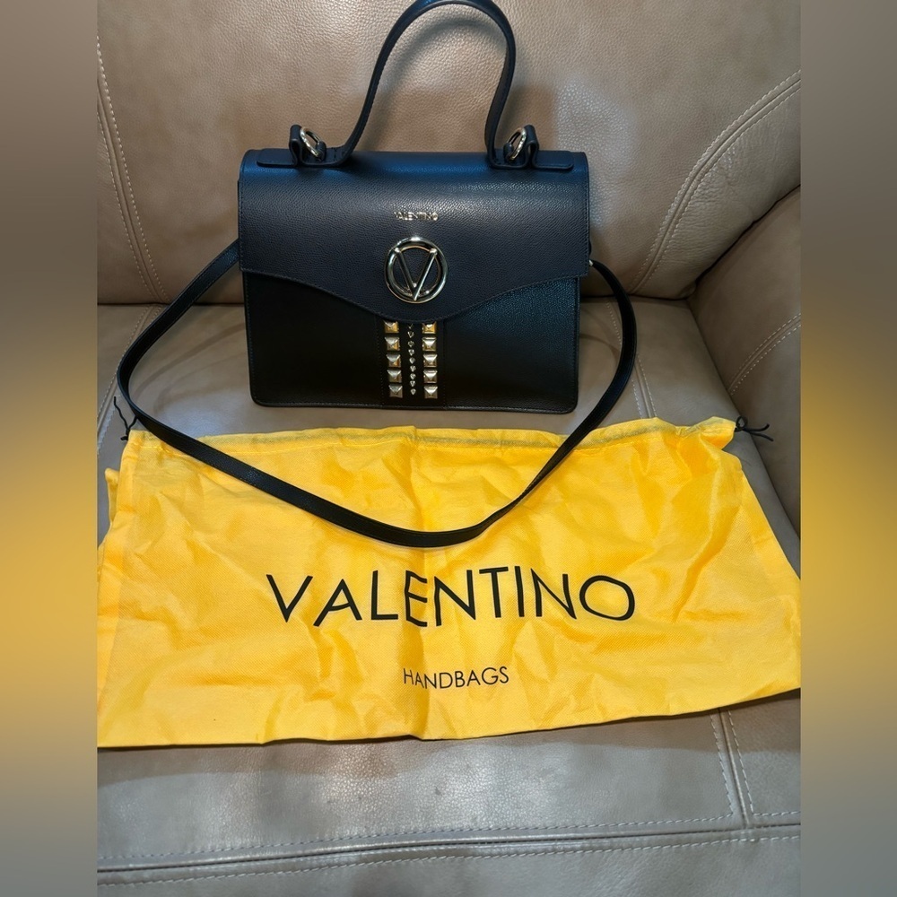 NWT Valentino Black Shoulder Bag crossbody with Gold Accents